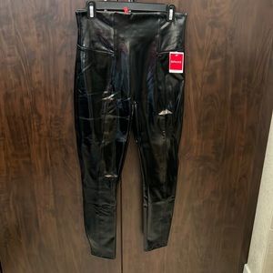 Spanx, faux black patent leather leggings, brand new, size L